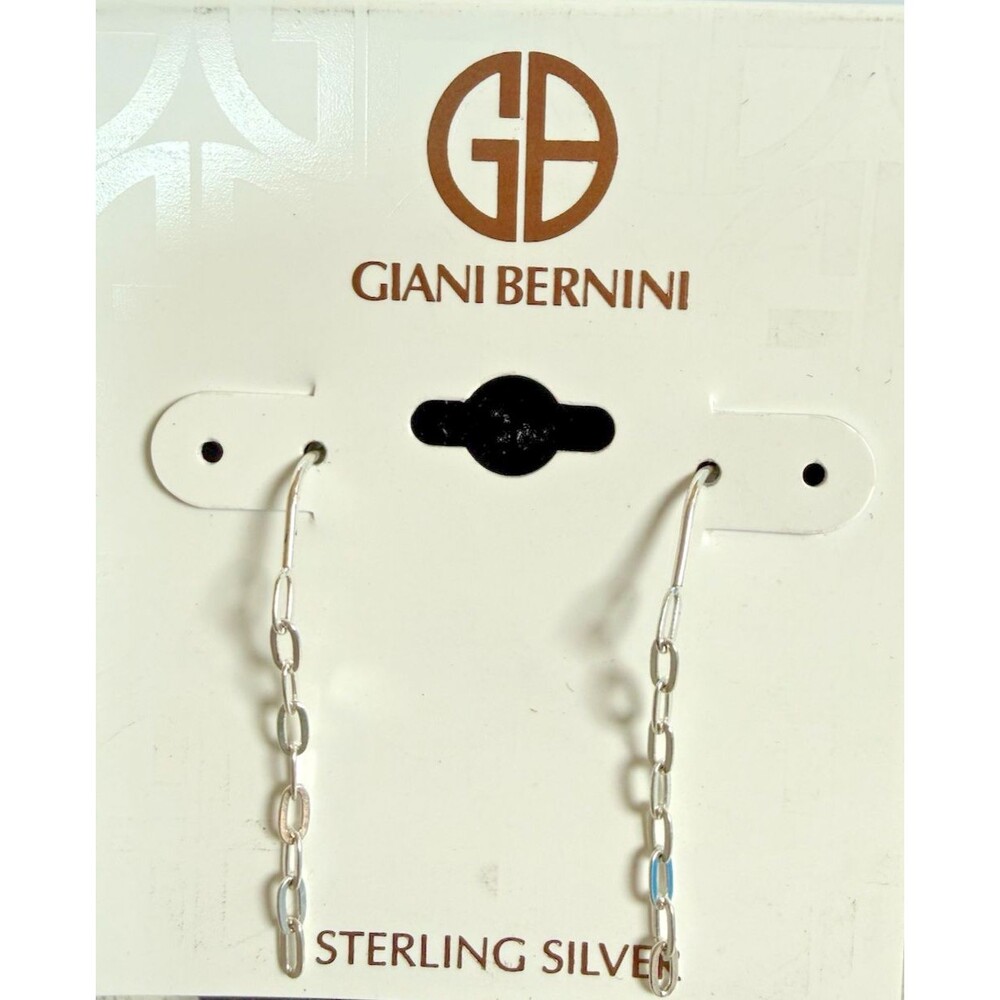 Giani Bernini 925 Sterling Silver Linear Chain Dangle Drop Threader Earrings NWT